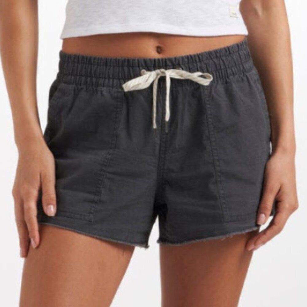 NWT Vuori Women's Charcoal Vintage Ripstop Drawstring Raw Hem Pocket Shorts